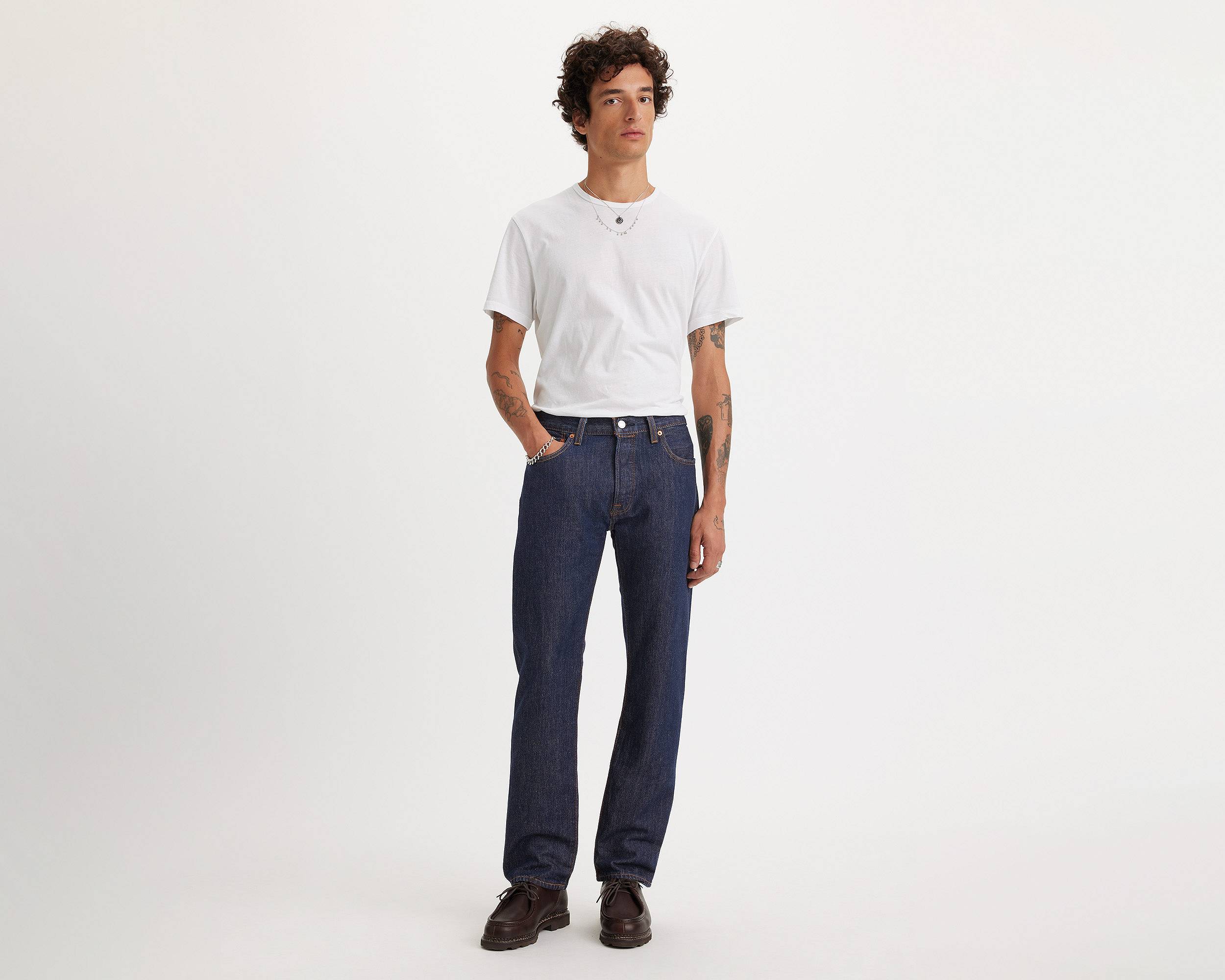 Dark Blue Button Fly 501® Jeans for Men | Levi's®
